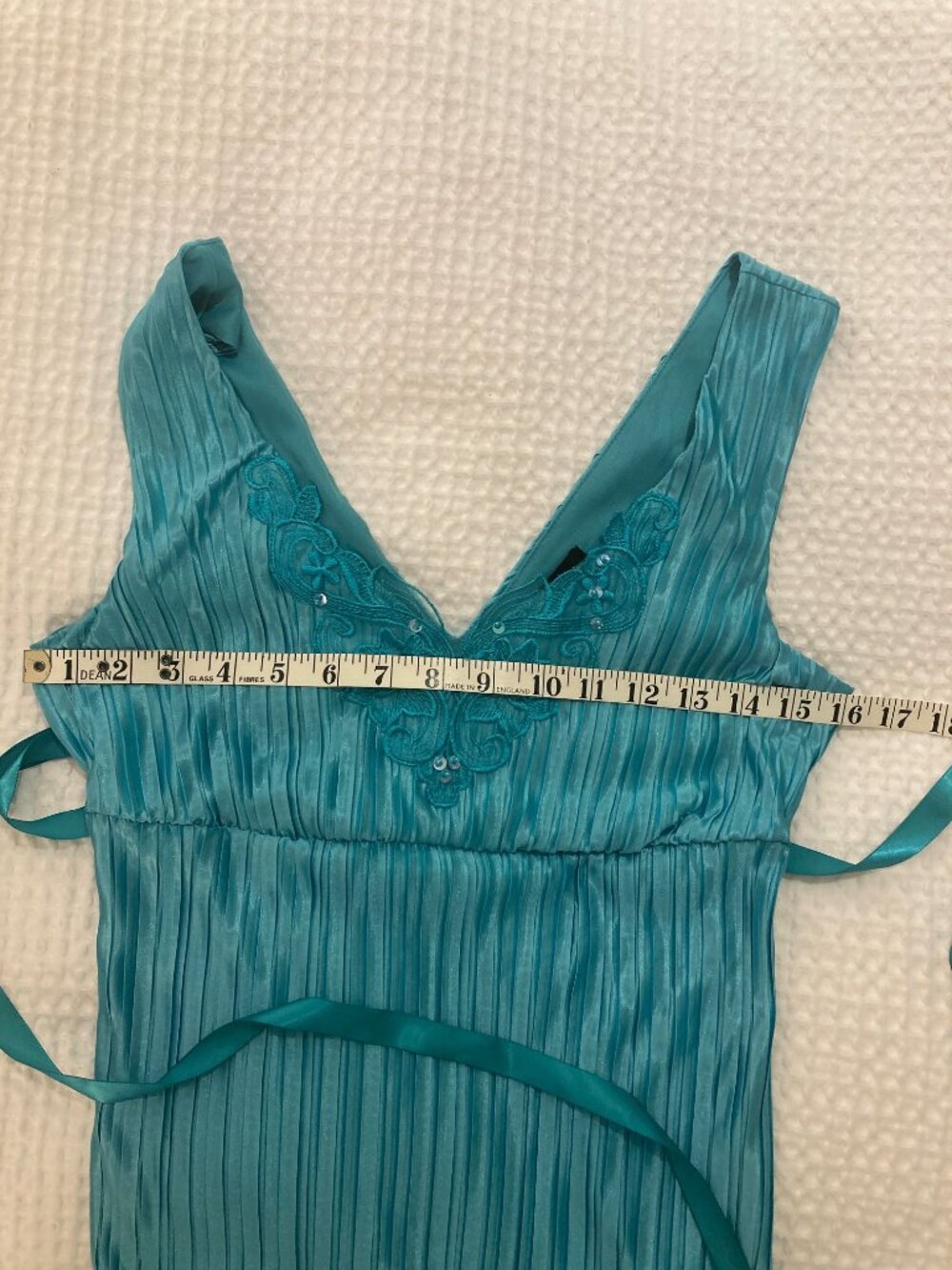 VTG Le Chateau Teal Pleated Cami Blouse Beaded Y2K Made in Canada S - Picture 15 of 16